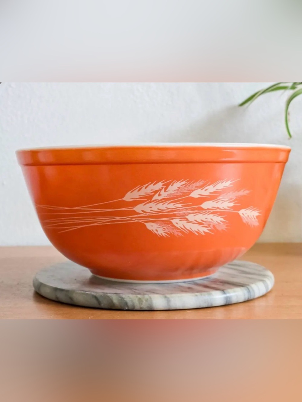 Vintage orange Pyrex Autumn harvest wheat bowl #403